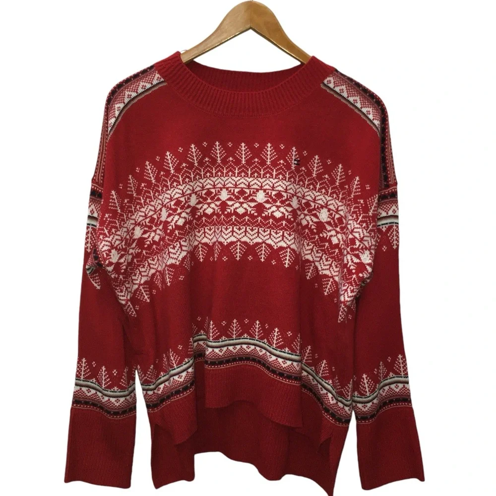 Tommy Hilfiger Red and White Patterned Sweater - Picture 9 of 14